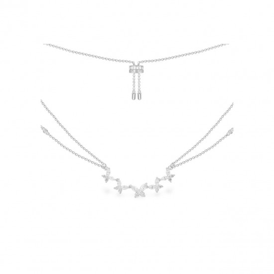 Silver Butterfly Double Clavicle Necklace