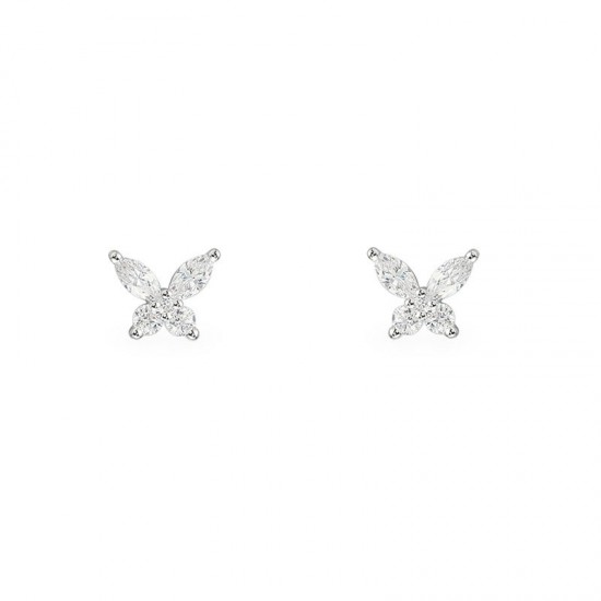 Silver Butterfly Stud Earrings For Women