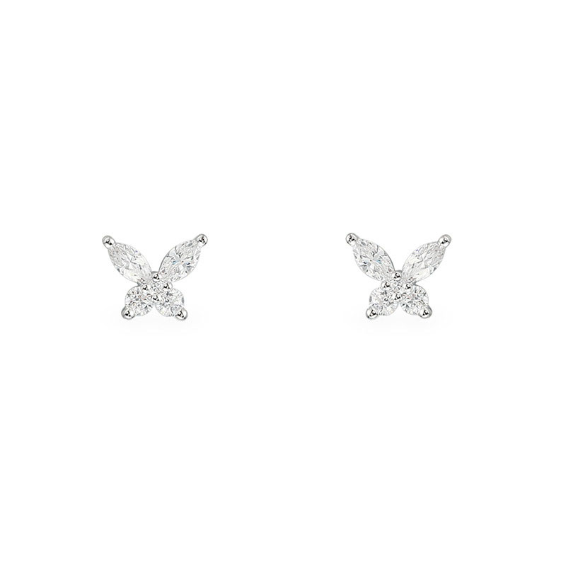 Silver Butterfly Stud Earrings For Women